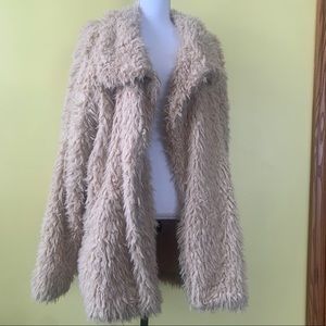 Luxury faux fur teddy jacket coat cream